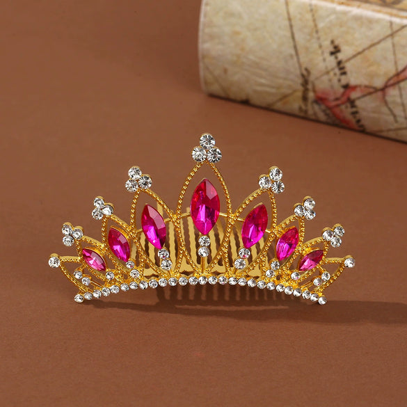 Wholesale Alloy Geometric Rhinestone Comb Crown Electroplated Hair Accessories For Girls