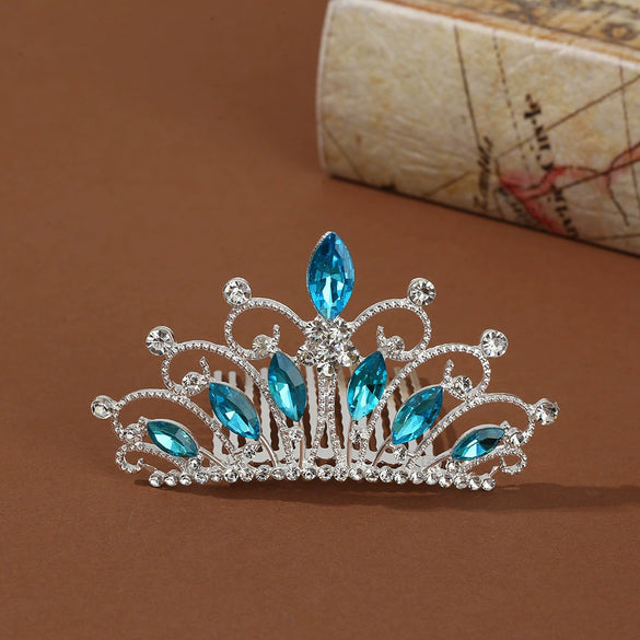 Wholesale Alloy Geometric Rhinestone Comb Crown Electroplated Hair Accessories For Girls