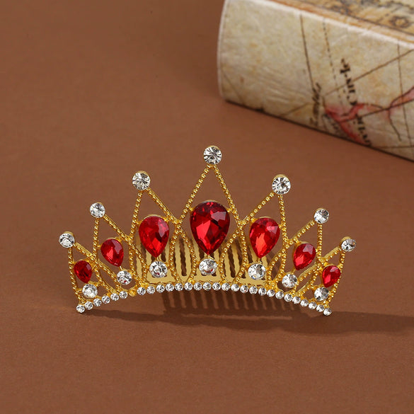 Wholesale Alloy Geometric Rhinestone Comb Crown Electroplated Hair Accessories For Girls