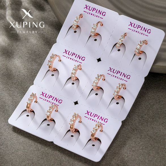 Wholesale Alloy Geometric Rose Gold Electroplated Women's Earrings With Microinlaid Zircon