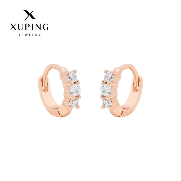 Wholesale Alloy Geometric Rose Gold Electroplated Women's Earrings With Microinlaid Zircon
