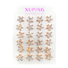 Wholesale Alloy Geometric Round Fivepointed Star Inlaid Zircon Stud Earrings For Women Electroplated Simple Style