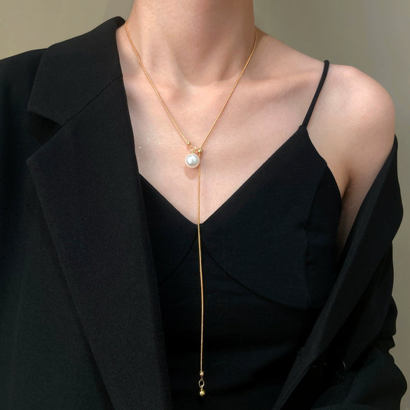 Wholesale Alloy Geometric Snake Bone Chain Sweater Necklace With Electroplating