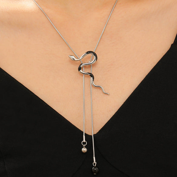 Wholesale Alloy Geometric Snake Bone Chain Sweater Necklace With Electroplating