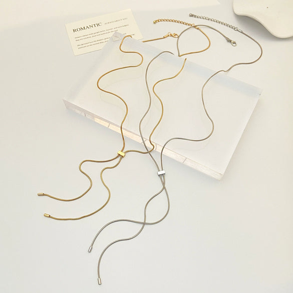 Wholesale Alloy Geometric Snake Bone Chain Sweater Necklace With Electroplating