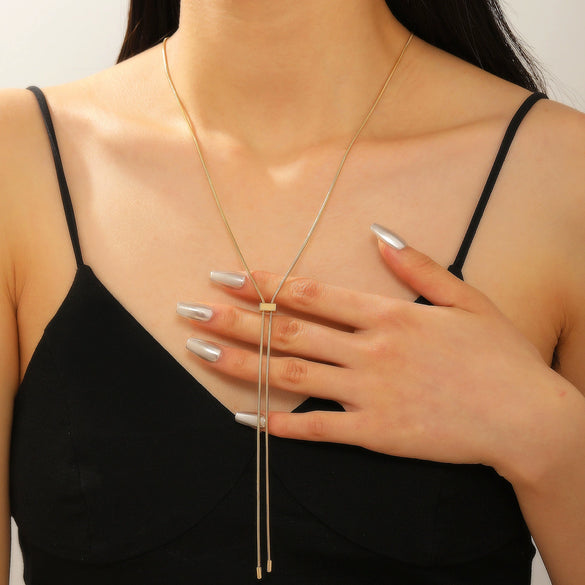 Wholesale Alloy Geometric Snake Bone Chain Sweater Necklace With Electroplating