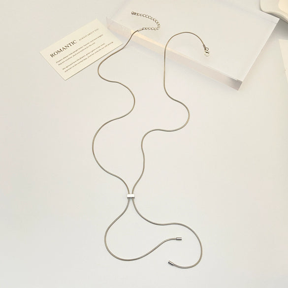 Wholesale Alloy Geometric Snake Bone Chain Sweater Necklace With Electroplating