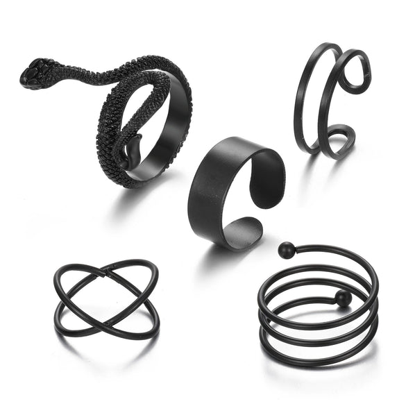 Wholesale Alloy Geometric Snake Cross Spiral Joint Ring Set Creative Retro Electroplated Unisex