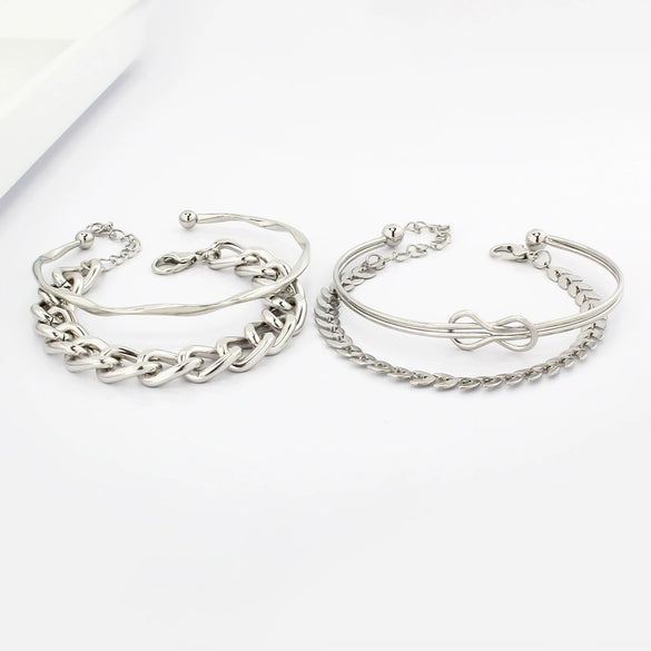 Wholesale Alloy Geometric Spiral Twist Metal Bracelet With Rhinestones And Electroplating For Women