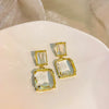 Wholesale Alloy Geometric Square Diamondencrusted Earrings Sophisticated Style