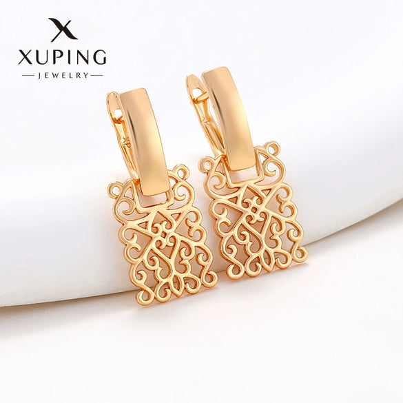 Wholesale Alloy Geometric Square Hollow Electroplated Earrings For Women