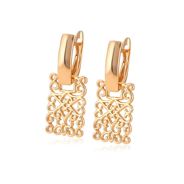 Wholesale Alloy Geometric Square Hollow Electroplated Earrings For Women