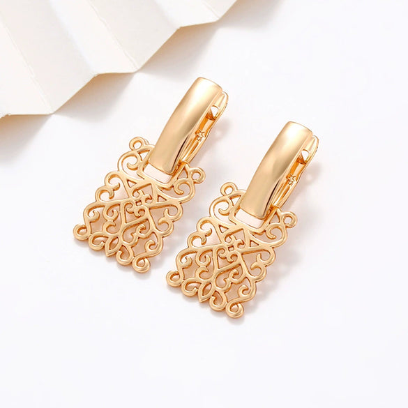 Wholesale Alloy Geometric Square Hollow Electroplated Earrings For Women