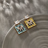 Wholesale Alloy Geometric Square Inlaid Zirconia Colorful Gemstone Animal Style Butterfly Earrings