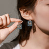 Wholesale Alloy Geometric Square Inlaid Zirconia Colorful Gemstone Animal Style Butterfly Earrings