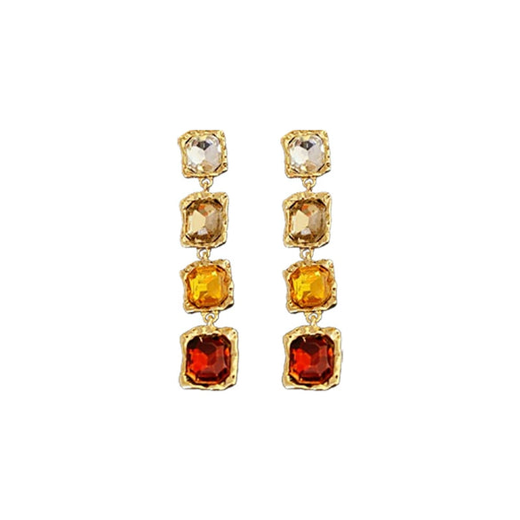 Wholesale Alloy Geometric Square Metal Stud Earrings With Silver Needle Diamondembedded Electroplating For Women