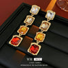 Wholesale Alloy Geometric Square Metal Stud Earrings With Silver Needle Diamondembedded Electroplating For Women