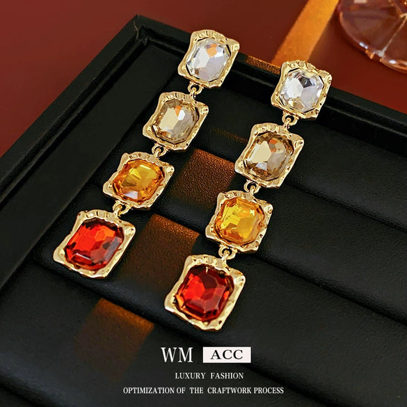 Wholesale Alloy Geometric Square Metal Stud Earrings With Silver Needle Diamondembedded Electroplating For Women