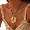 Wholesale Alloy Geometric Square Spiral Pendant Necklace For Women With Dripping Oil Design And Wax Thread
