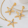Wholesale Alloy Geometric Starfish Pendant Necklace And Earring Set For Women With Electroplating Design