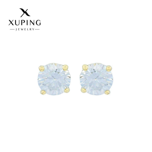 Wholesale Alloy Geometric Style Electroplated Fourclaw Single Zircon Earrings For Women