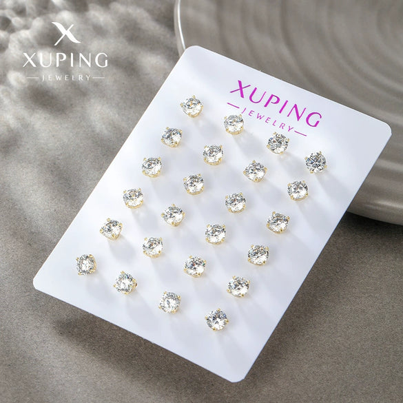 Wholesale Alloy Geometric Style Electroplated Fourclaw Single Zircon Earrings For Women