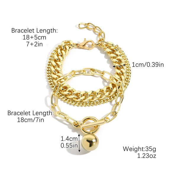 Wholesale Alloy Geometric Style Electroplated Multilayer Women's Bracelet