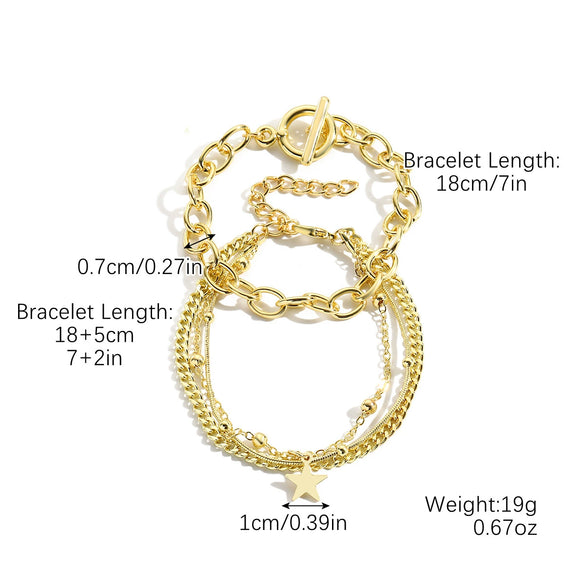 Wholesale Alloy Geometric Style Electroplated Multilayer Women's Bracelet