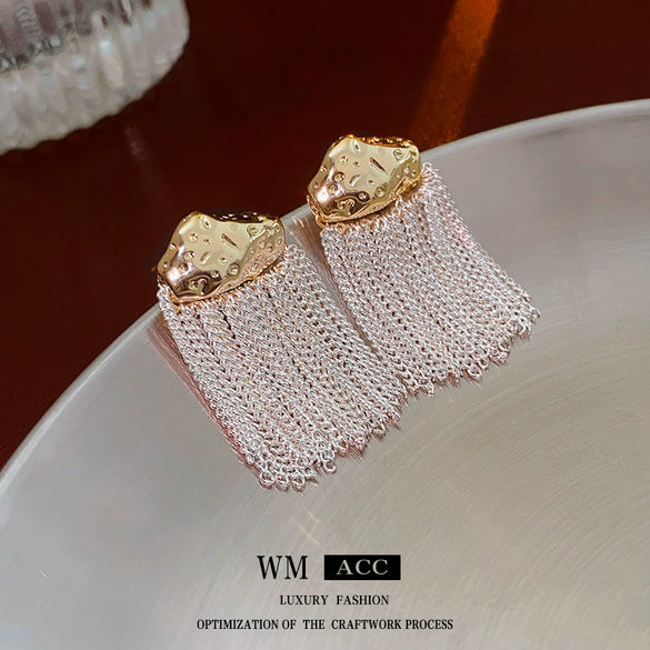 Wholesale Alloy Geometric Style Electroplated Needle Chain Tassel Earrings For Women
