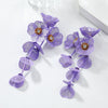Wholesale Alloy Geometric Style Electroplated Stainless Steel Needle Flower Petals Tassel Earrings For Women