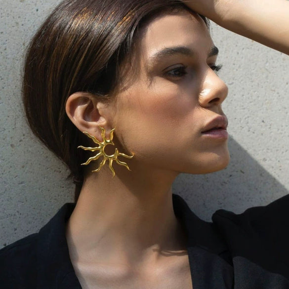 Wholesale Alloy Geometric Sunshaped Electroplated Women's Earrings
