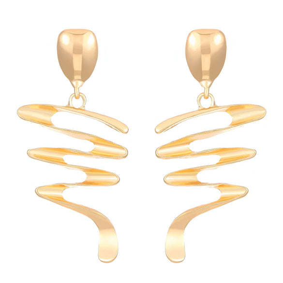 Wholesale Alloy Geometric Twisted Asymmetric Lineshaped Retro Earrings For Women With Electroplating