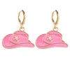 Wholesale Alloy Geometric Ushaped Dripping Oil Cowboy Boots Hat Drop Pendant Earrings Jewelry For Women