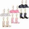 Wholesale Alloy Geometric Ushaped Dripping Oil Cowboy Boots Hat Drop Pendant Earrings Jewelry For Women