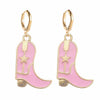 Wholesale Alloy Geometric Ushaped Dripping Oil Cowboy Boots Hat Drop Pendant Earrings Jewelry For Women