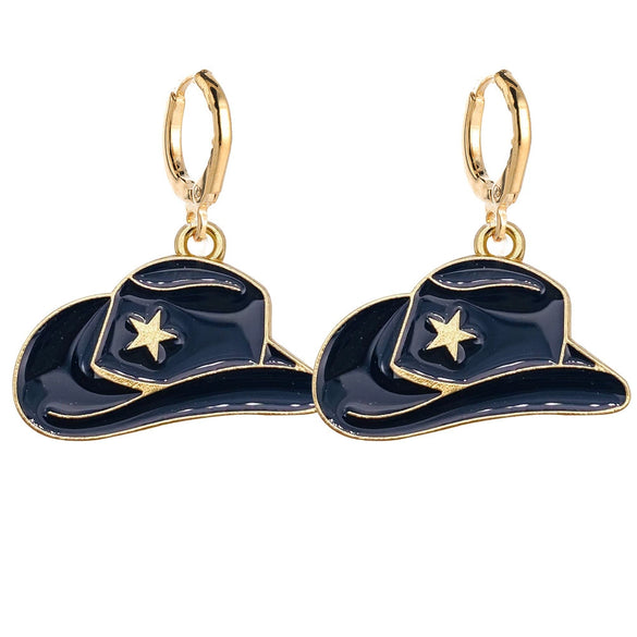 Wholesale Alloy Geometric Ushaped Dripping Oil Cowboy Boots Hat Drop Pendant Earrings Jewelry For Women