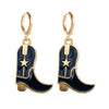 Wholesale Alloy Geometric Ushaped Dripping Oil Cowboy Boots Hat Drop Pendant Earrings Jewelry For Women