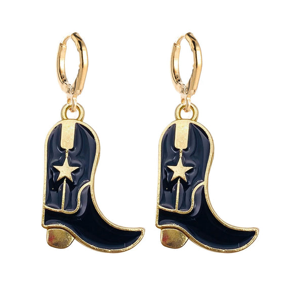 Wholesale Alloy Geometric Ushaped Dripping Oil Cowboy Boots Hat Drop Pendant Earrings Jewelry For Women