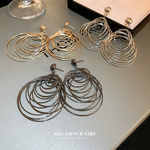 Wholesale Alloy Geometric Wind Circle Earrings With High Sense And Electroplating Design For Women