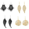 Wholesale Alloy Gold Plated Geometric Leaf Frosted Earrings For Women Simple Retro Style