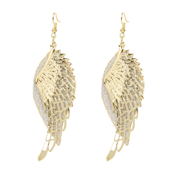 Wholesale Alloy Gold Plated Geometric Leaf Frosted Earrings For Women Simple Retro Style
