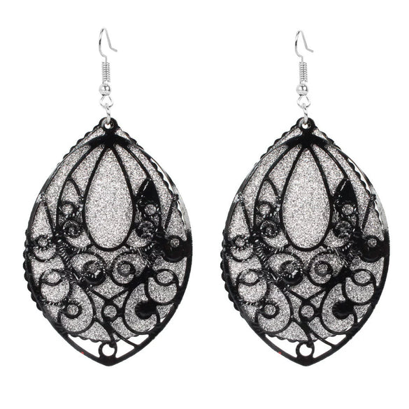 Wholesale Alloy Gold Plated Geometric Leaf Frosted Earrings For Women Simple Retro Style