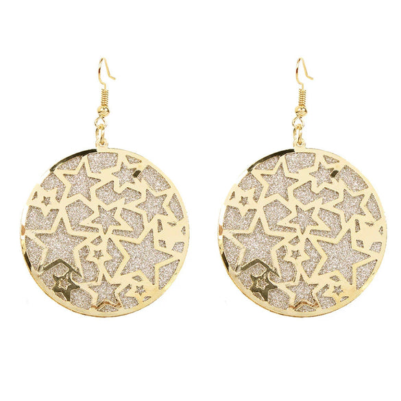 Wholesale Alloy Gold Plated Geometric Leaf Frosted Earrings For Women Simple Retro Style