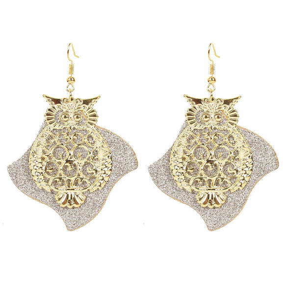 Wholesale Alloy Gold Plated Geometric Leaf Frosted Earrings For Women Simple Retro Style