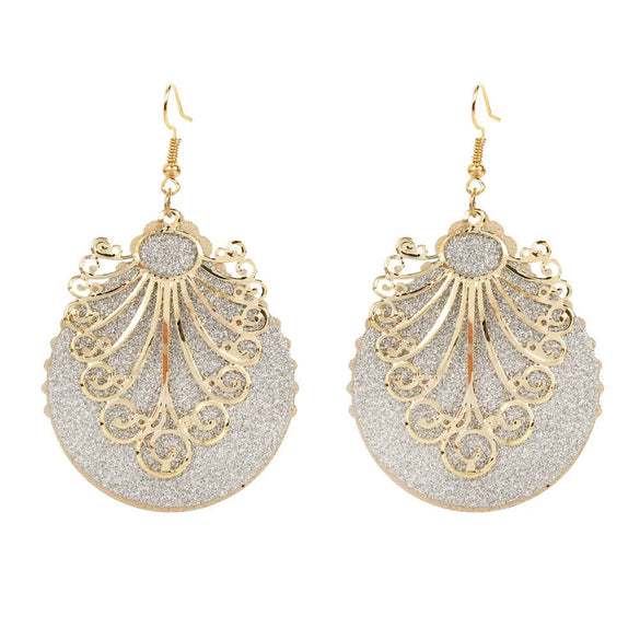 Wholesale Alloy Gold Plated Geometric Leaf Frosted Earrings For Women Simple Retro Style