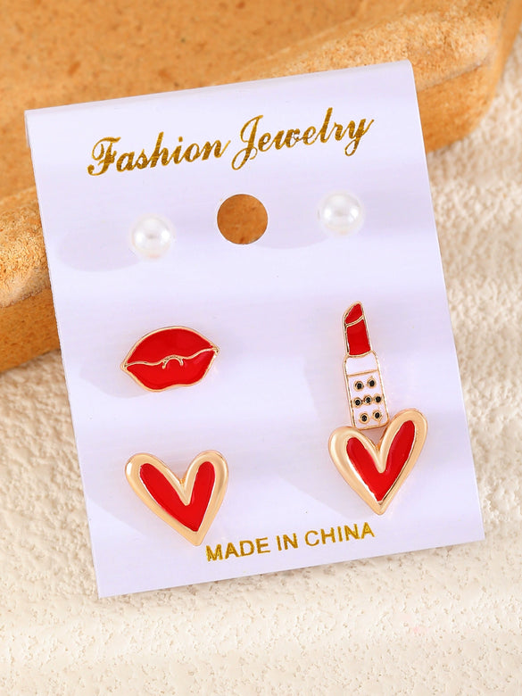 Wholesale Alloy Gothic Fashion Electroplated Geometric Butterfly Rhinestone Heart Earrings For Women
