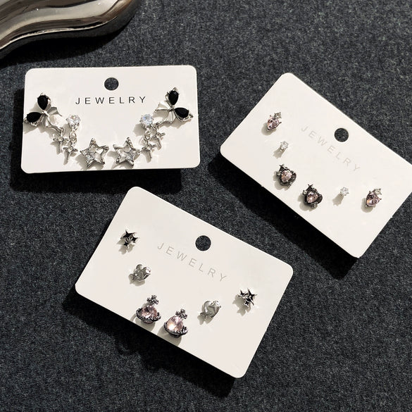 Wholesale Alloy Gothic Fashion Electroplated Geometric Butterfly Rhinestone Heart Earrings For Women
