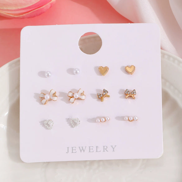 Wholesale Alloy Gothic Fashion Electroplated Geometric Butterfly Rhinestone Heart Earrings For Women