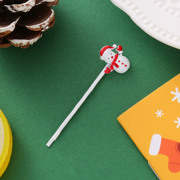 Wholesale Alloy Hair Clips With Christmas Snowman Elk Bell Electroplated Women's Hair Accessories
