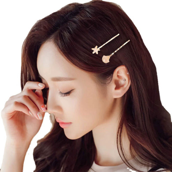 Wholesale Alloy Hairpin With Starfish Shell Design And Electroplating Treatment For Women